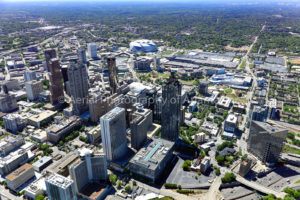Mercedes Benz Stadium aerial in view